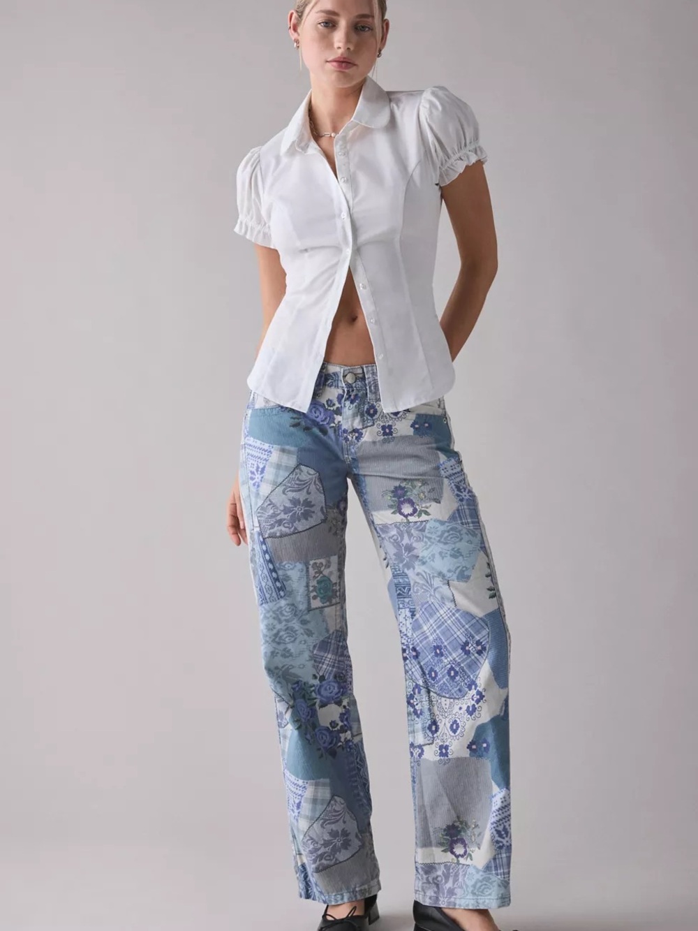 Urban Outfitters BDG Kayla Canvas Low Rise Patchwork Jeans